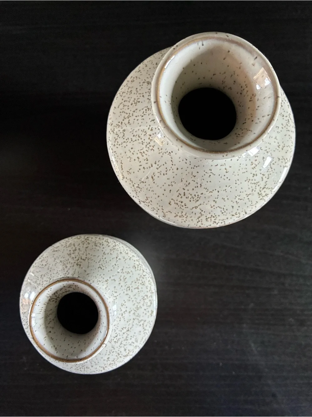 Neutral Speckled Ceramic Bud Vases (2)